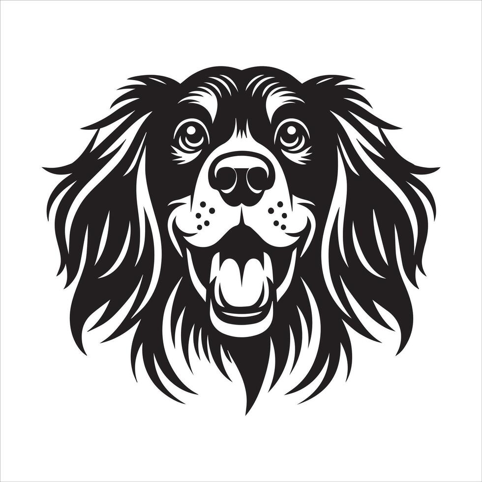 An Enthusiastic Gordon Setter Dog Face illustration in black and white vector