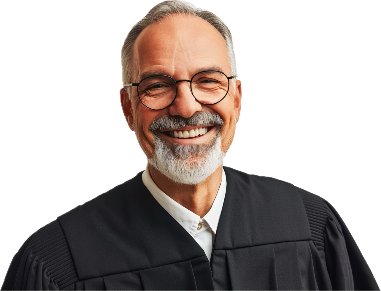 Smiling Male Judge in Judicial Robes. png