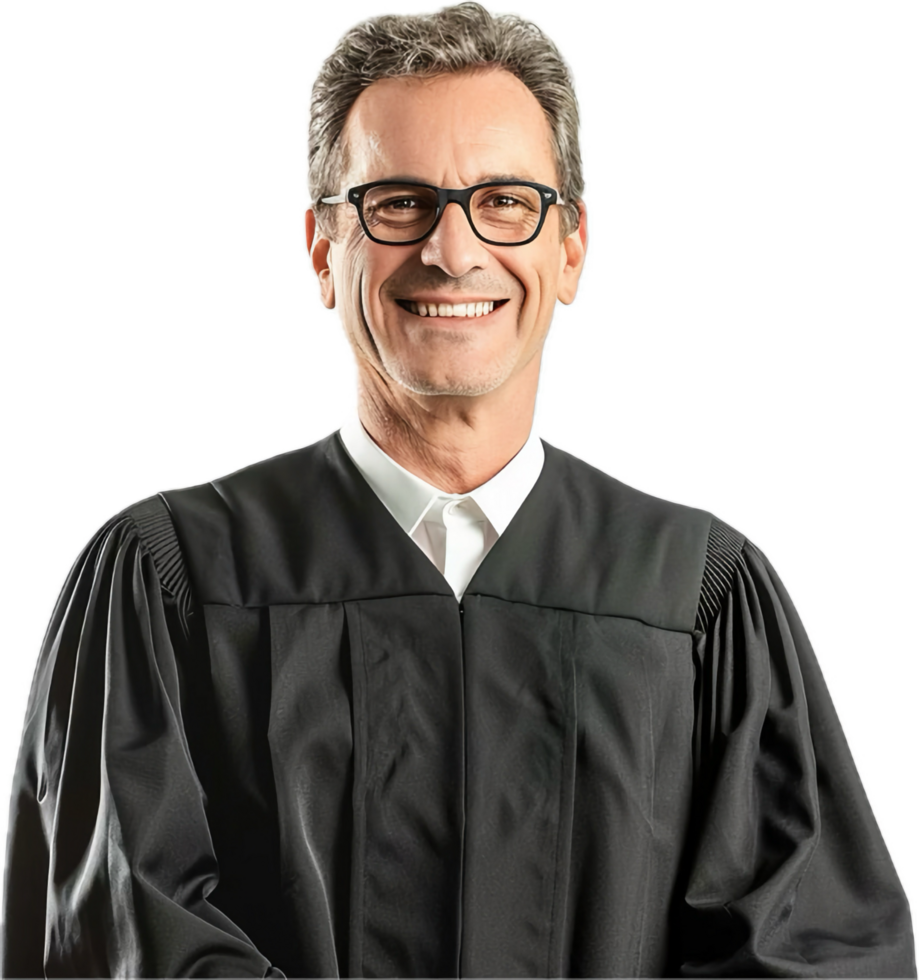 Smiling Male Judge in Judicial Robes. png