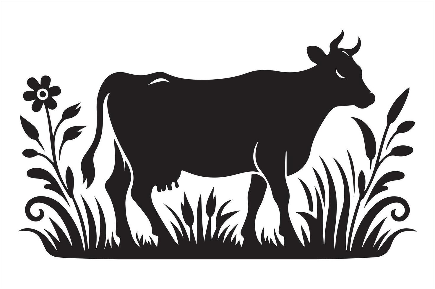 Cow silhouette Art illustration EPS vector