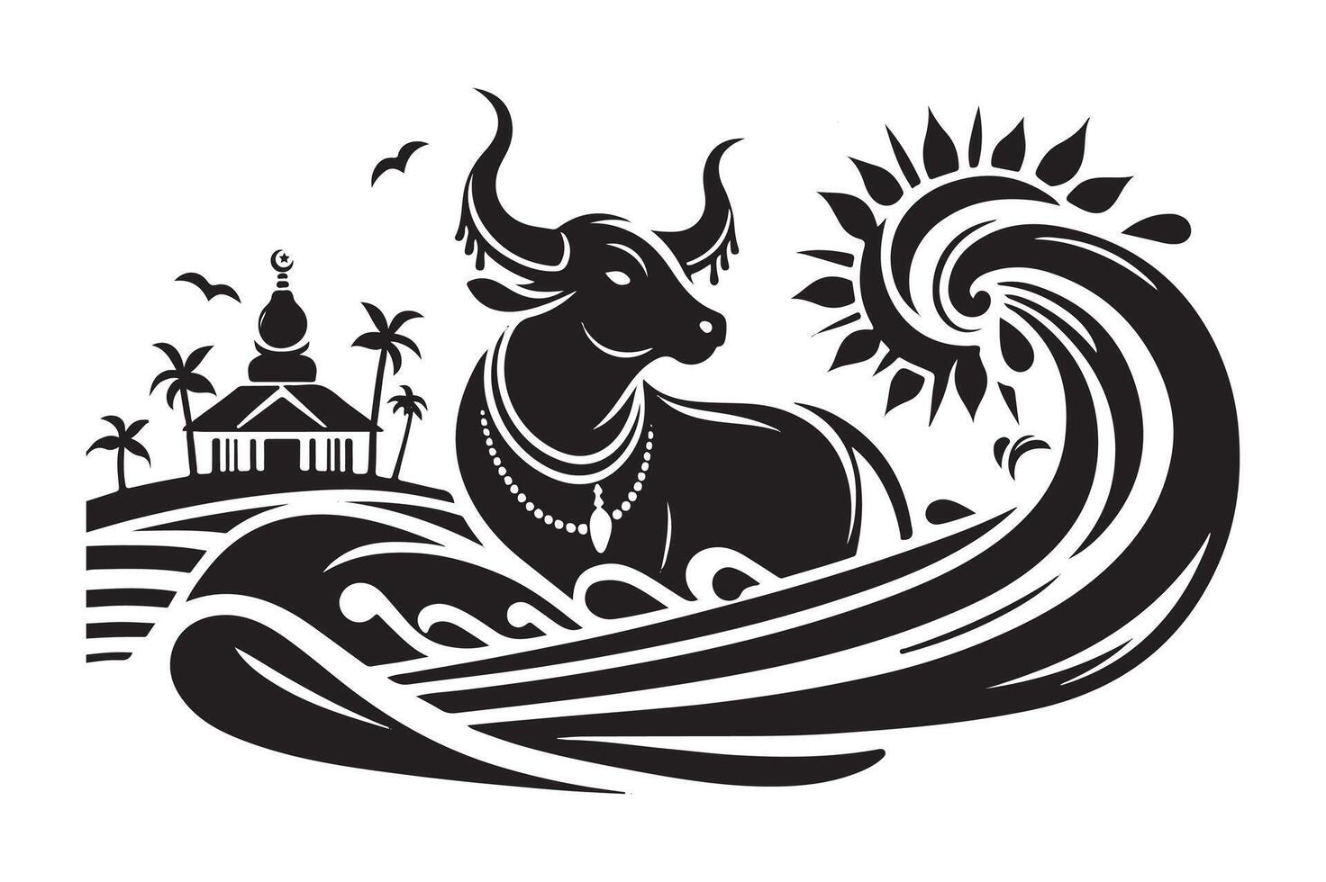 Cow silhouette Art illustration EPS vector