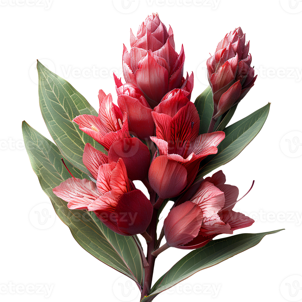 Cockscomb flower . Red cockscomb flower top view . Summertime bloom of cockscomb flower flat lay isolated png