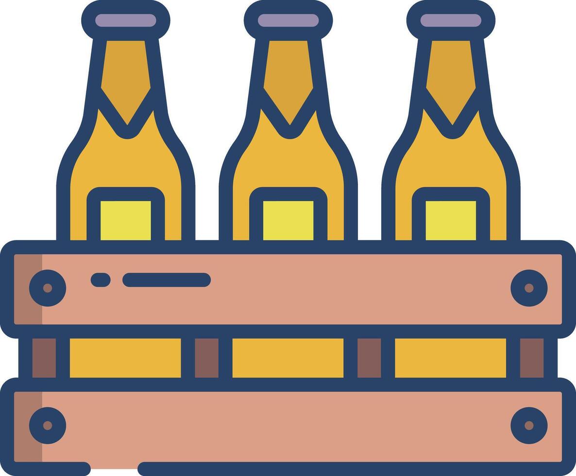beer crate linear color illustration vector