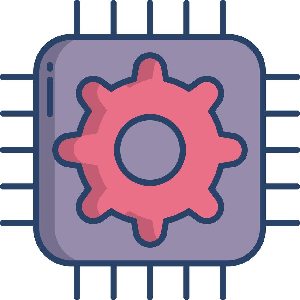 Cpu setting linear color illustration vector