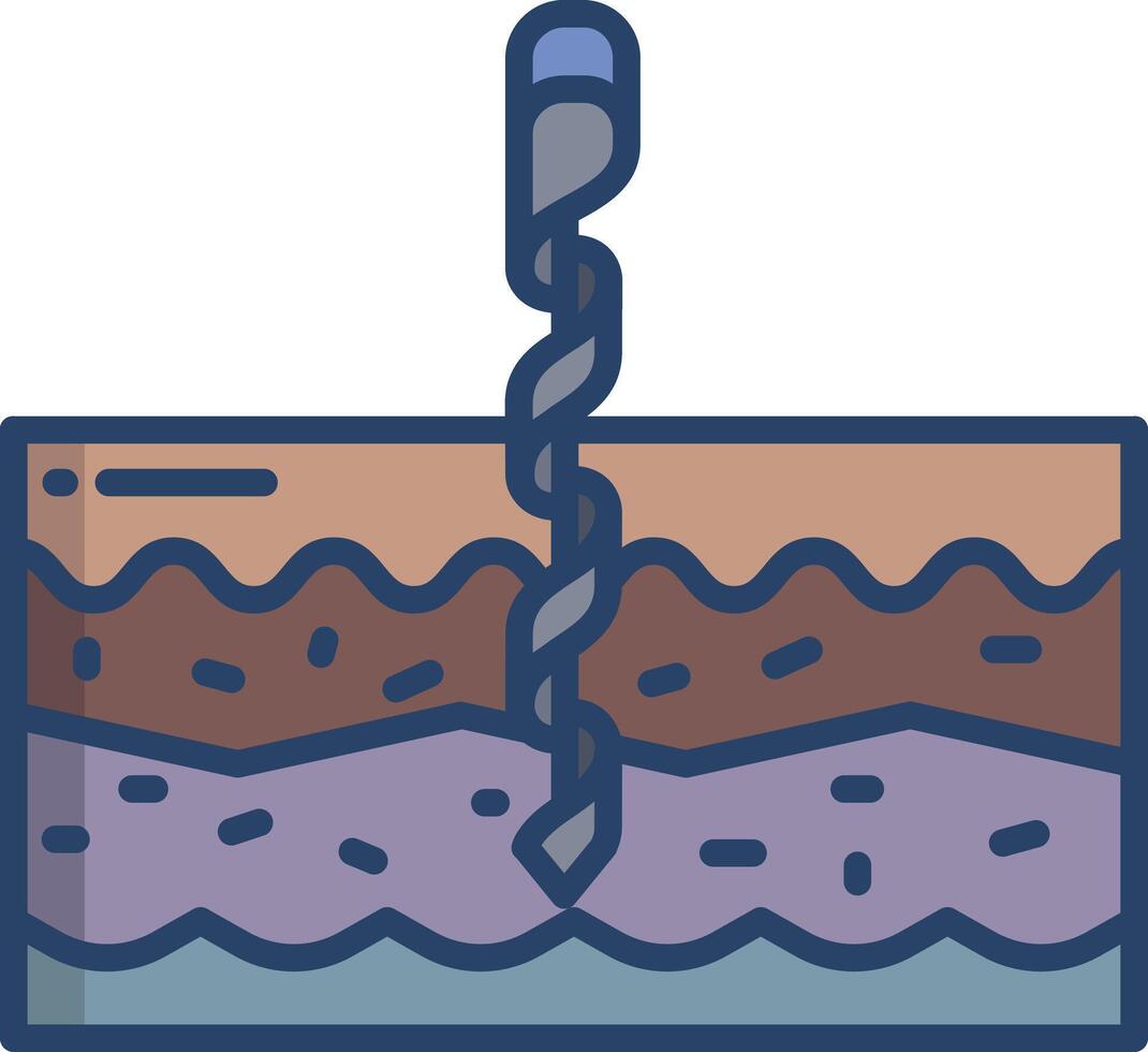 Earth drilling linear color illustration vector