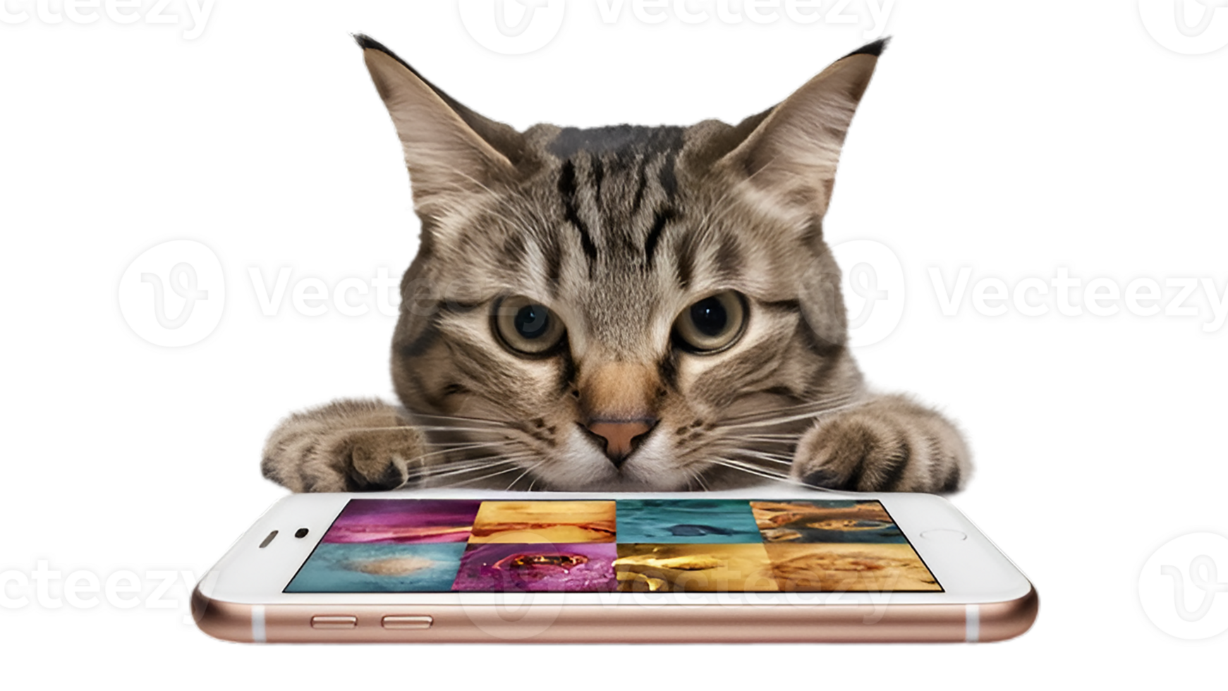 A cute cat watching Mobile png