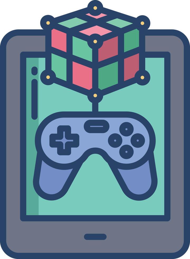 Tablet game linear color illustration vector