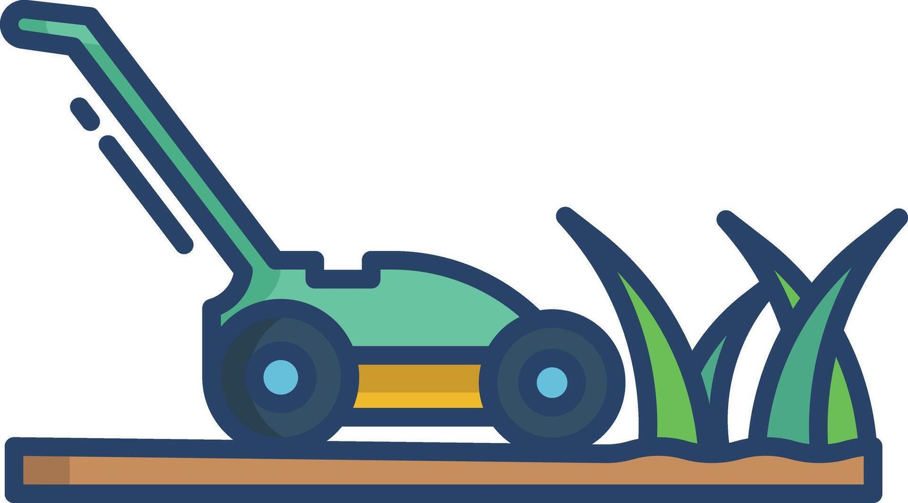 lawn mower linear color illustration vector