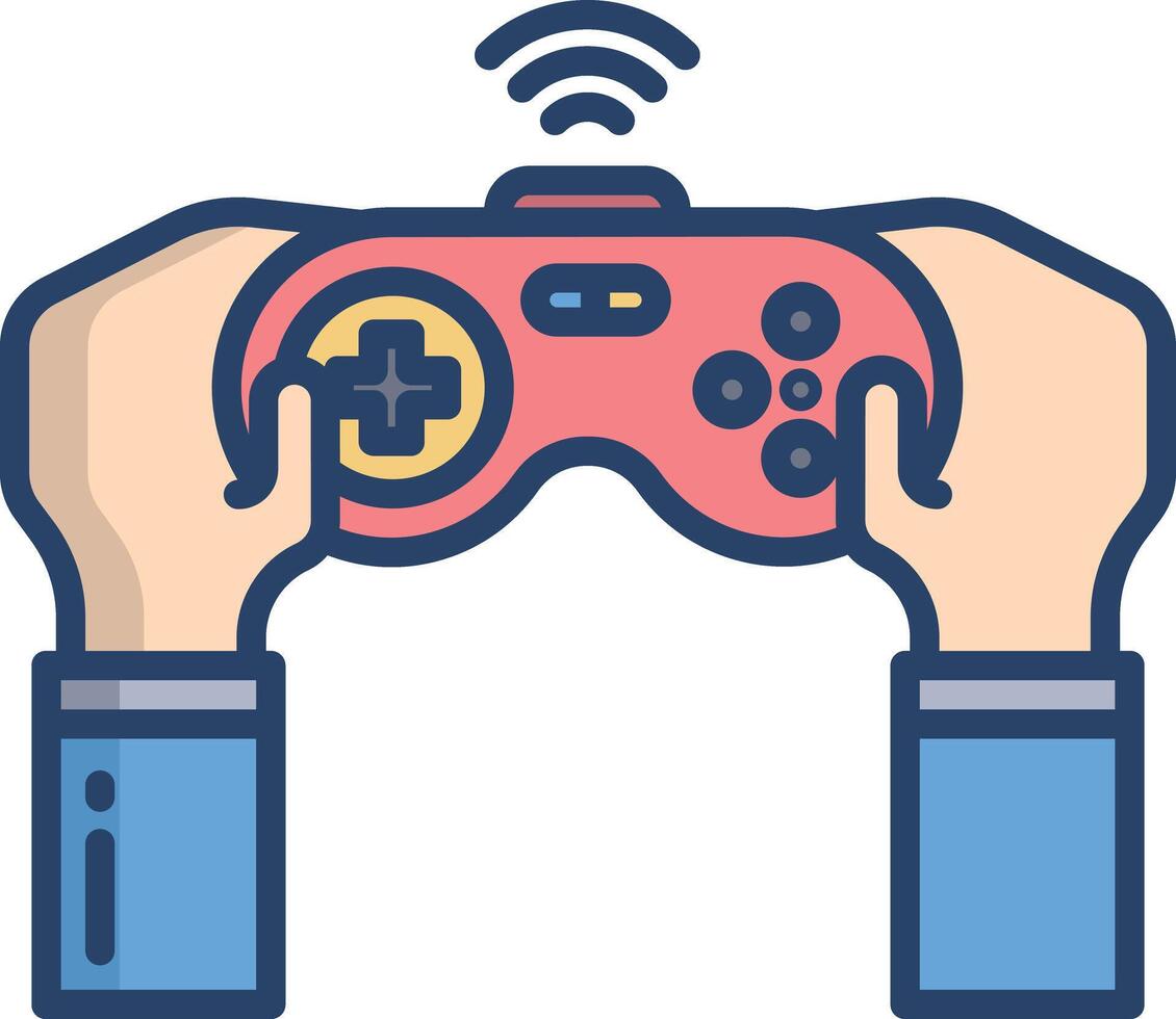 Game play linear color illustration vector