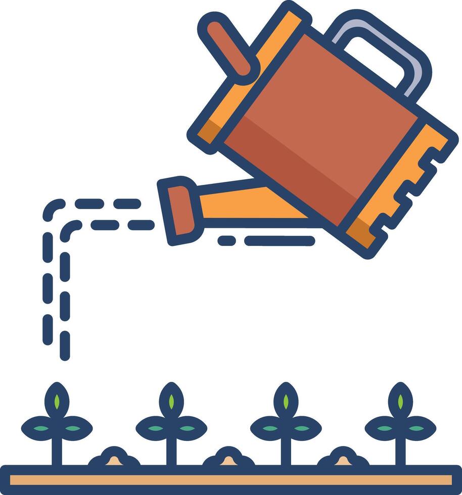 Watering can linear color illustration vector