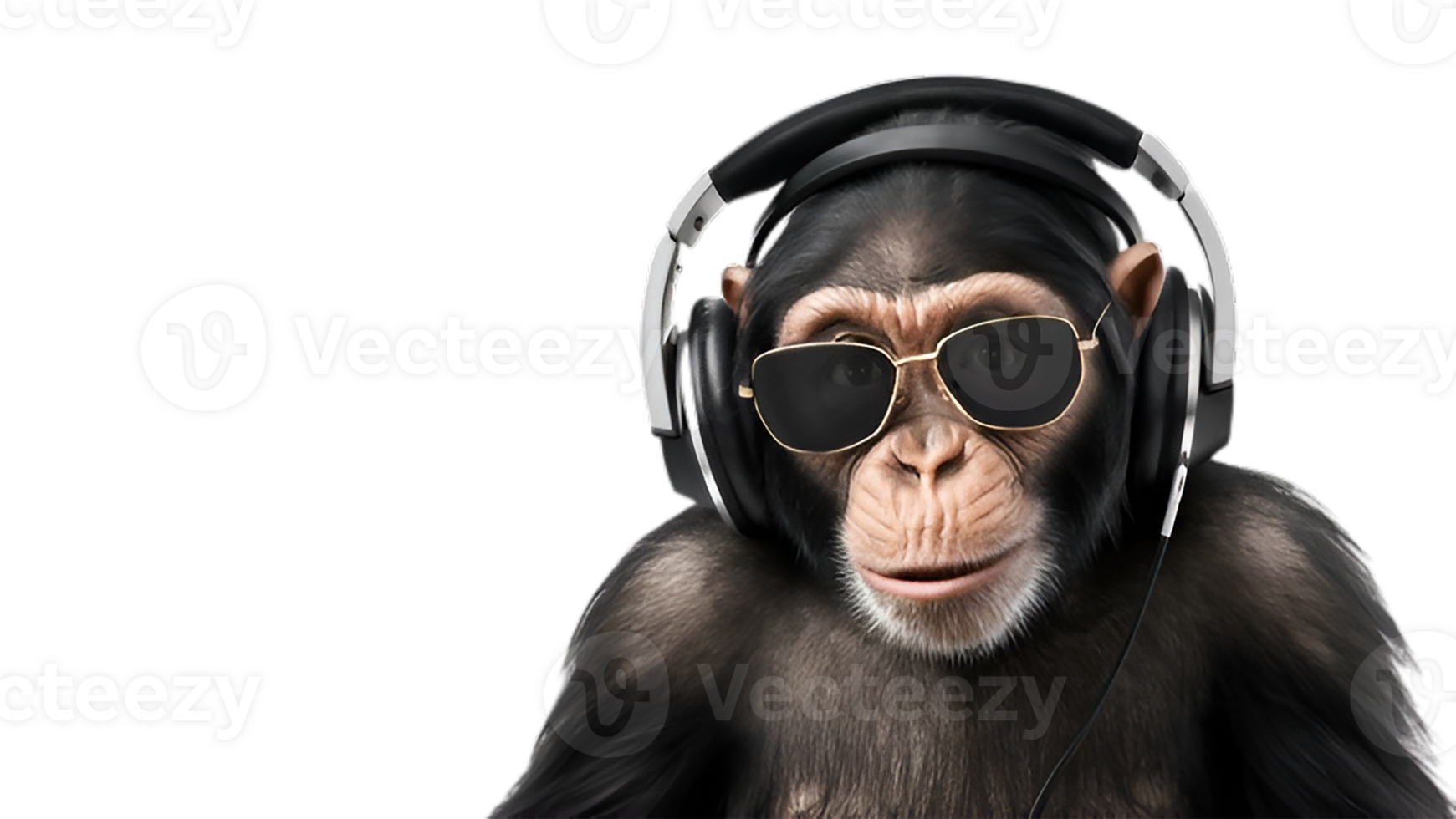 A monkey with headphone and sun glasses png