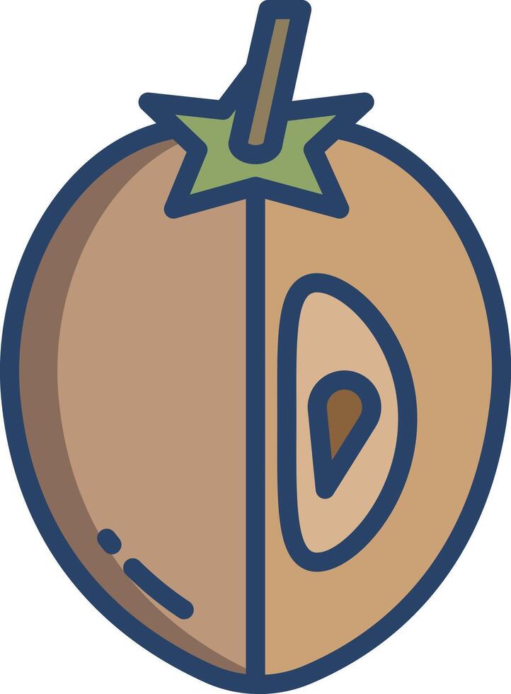 Sapodilla slice linear color illustration vector