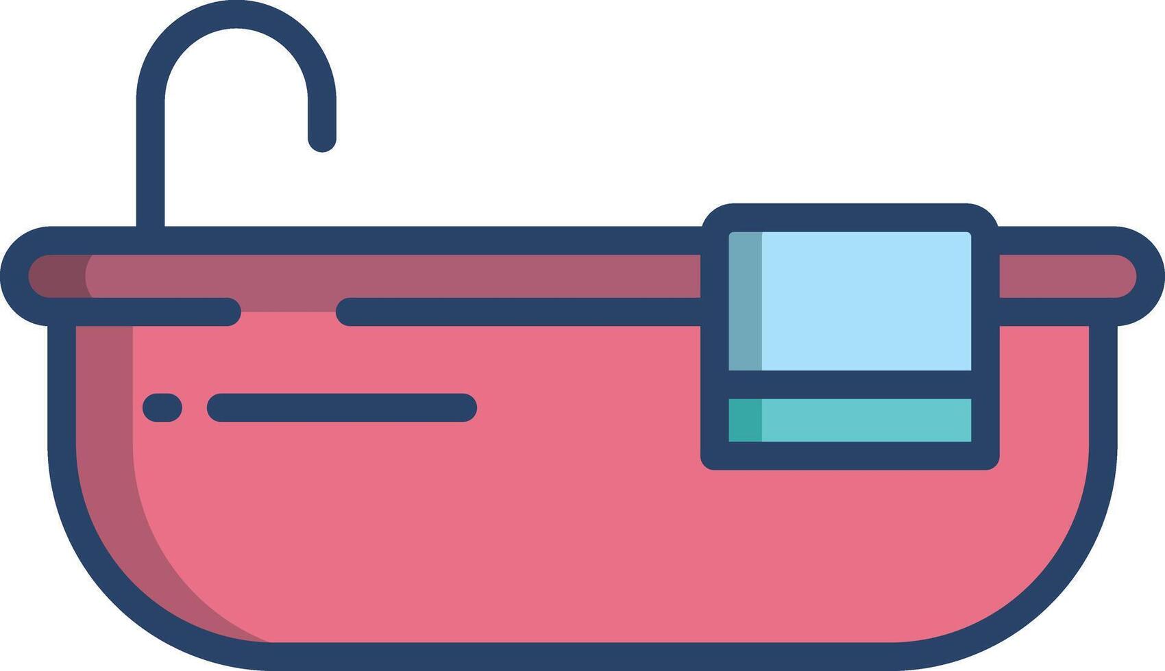 Bathtub linear color illustration vector