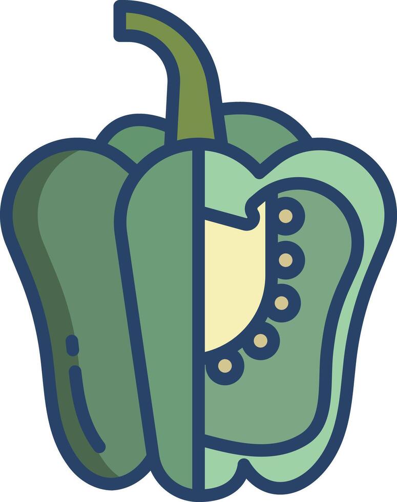 Capsicum slice linear color illustration vector