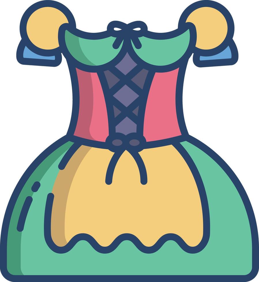 dirndl linear color illustration vector