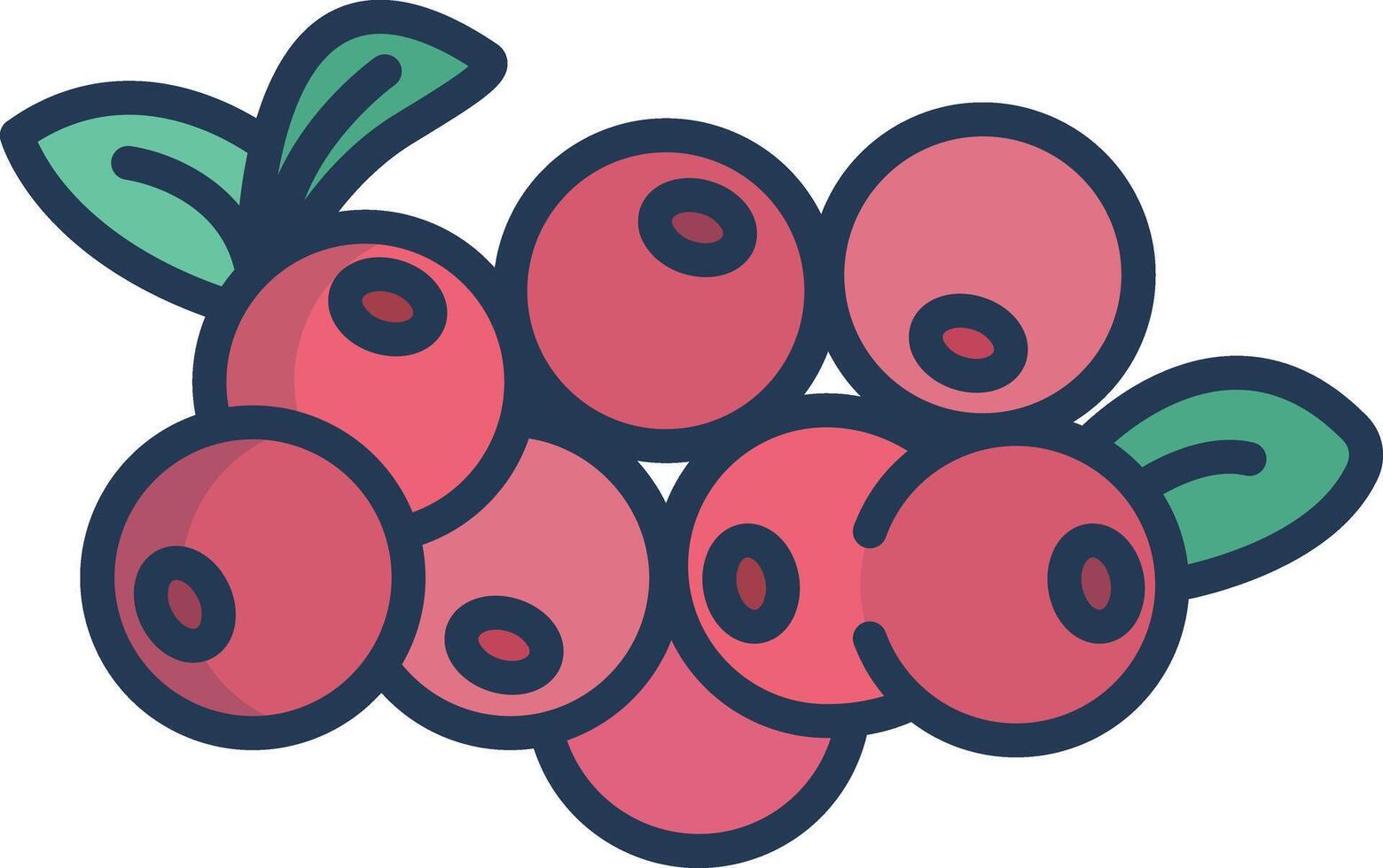 Cranberry cut linear color illustration vector