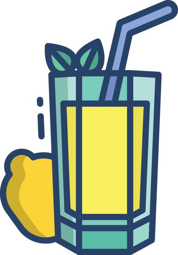 Mint lemonade Juice linear color illustration vector