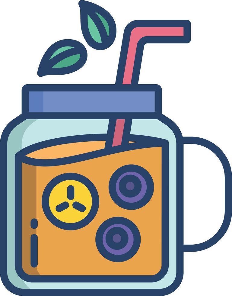 Fruit juice linear color illustration vector