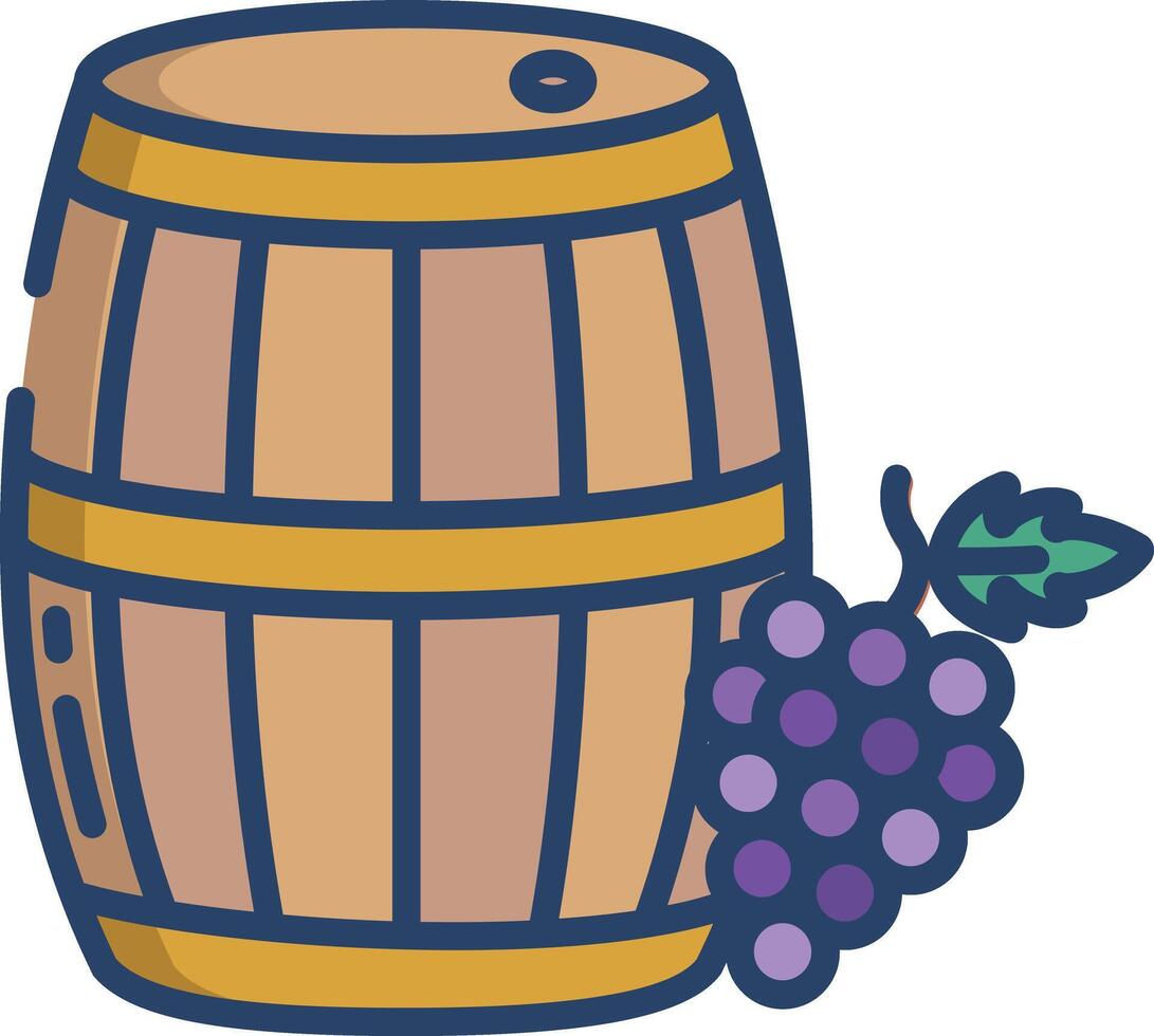 Wine Barrel linear color illustration vector