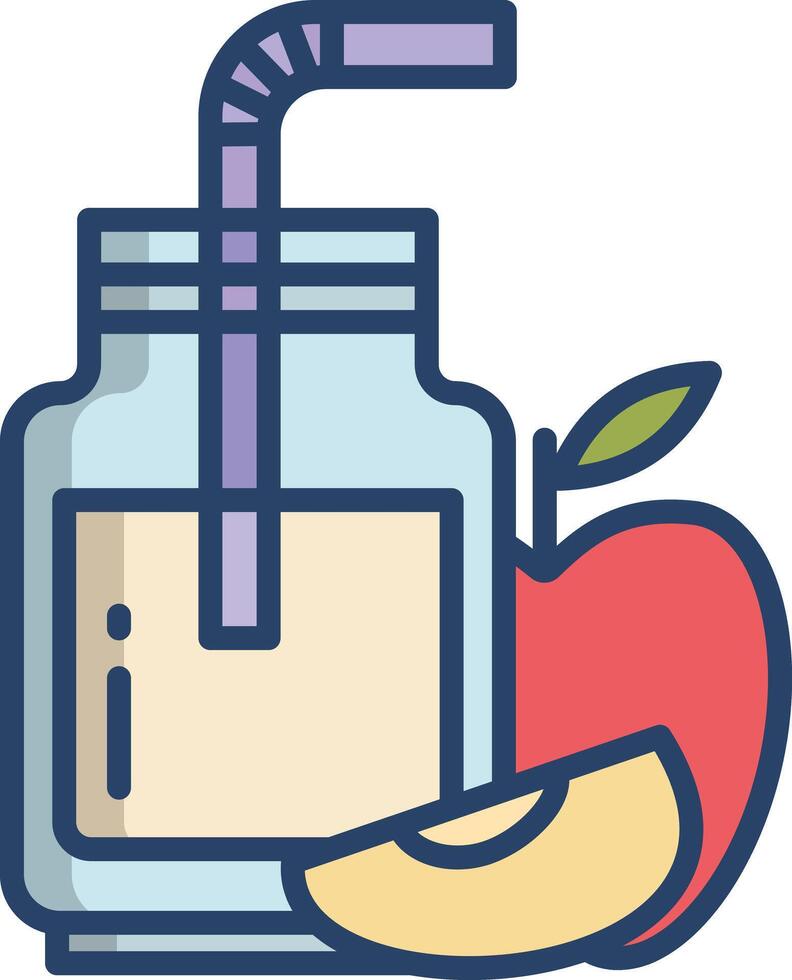 Apple slice linear color illustration vector