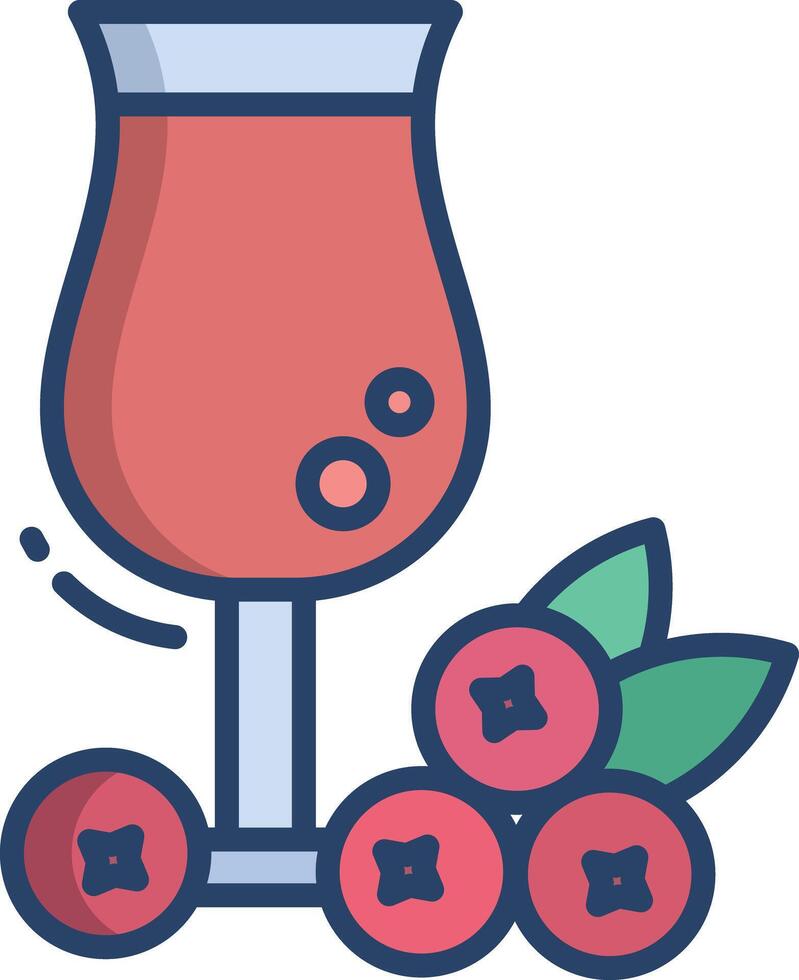 Cranberry juice linear color illustration vector