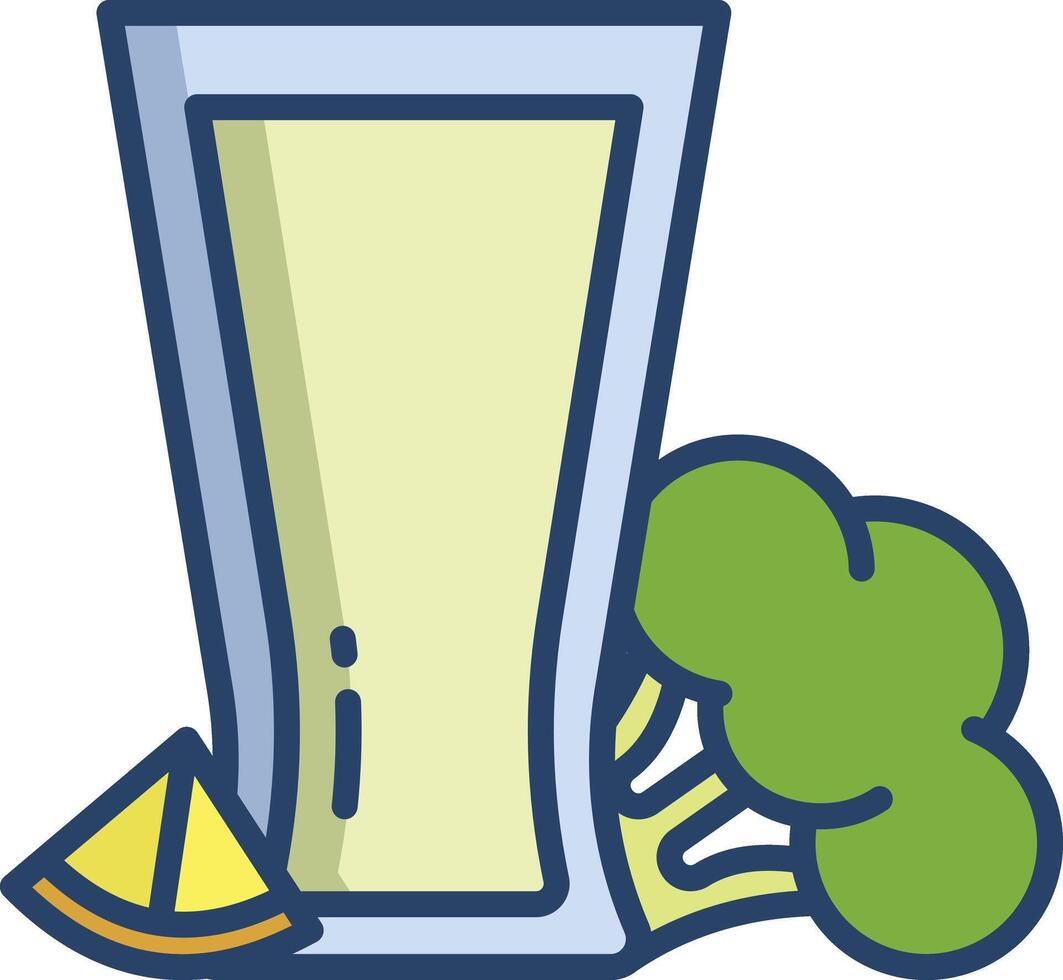 Broccoli juice linear color illustration vector