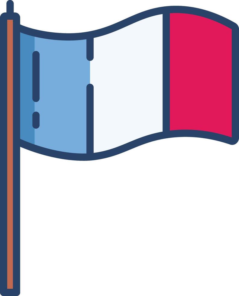 France waving flag linear color illustration vector