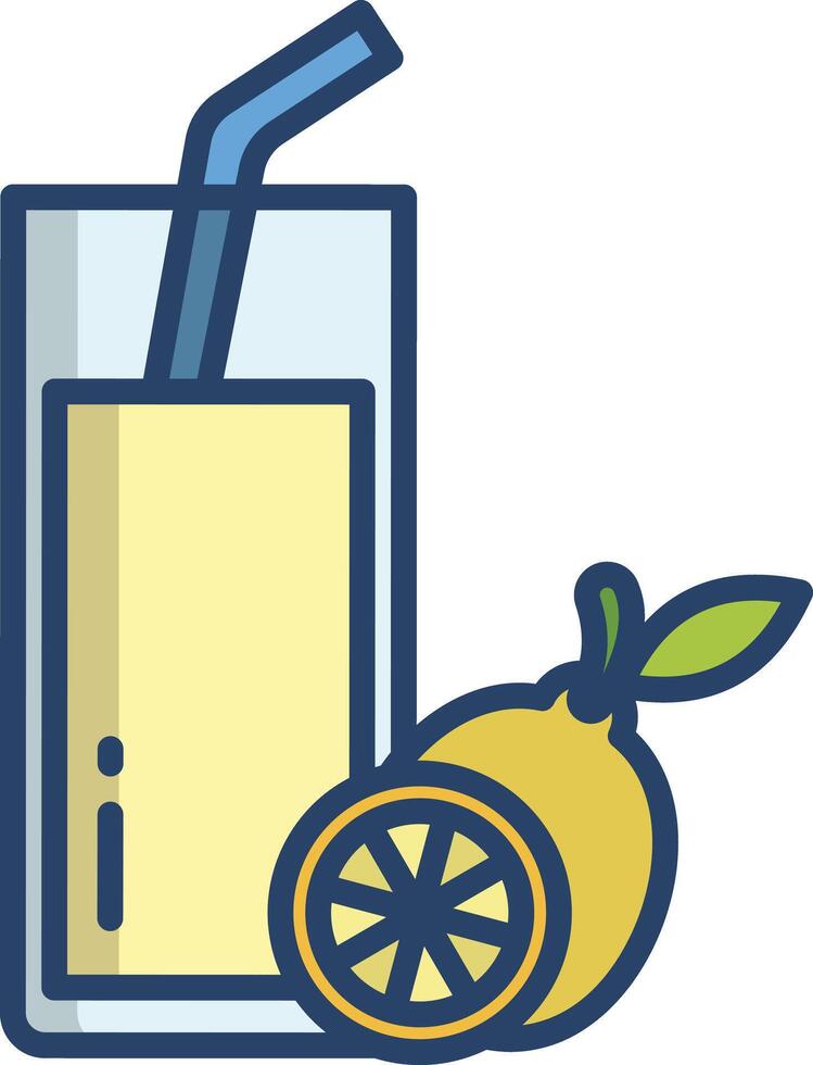 Lemon slice linear color illustration vector