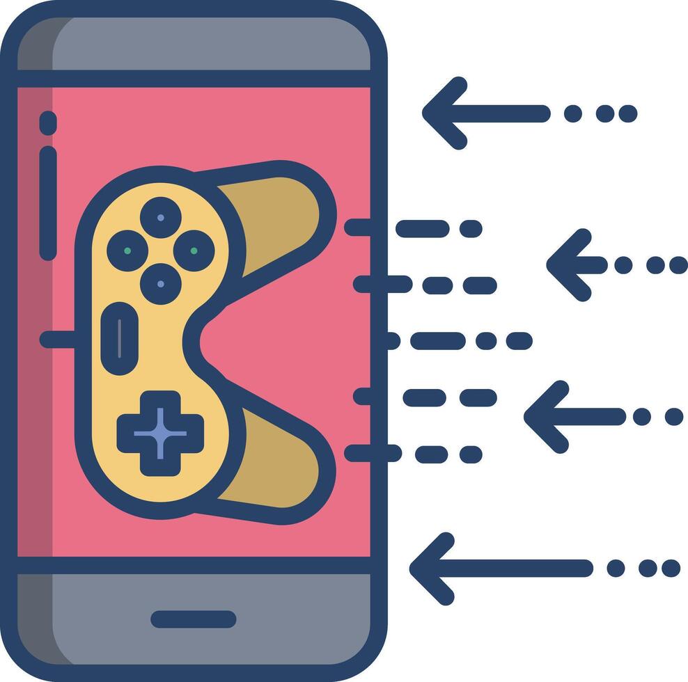 Mobile game linear color illustration vector