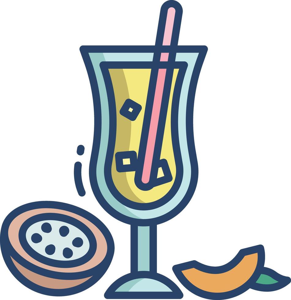 Passion fruit slice linear color illustration vector