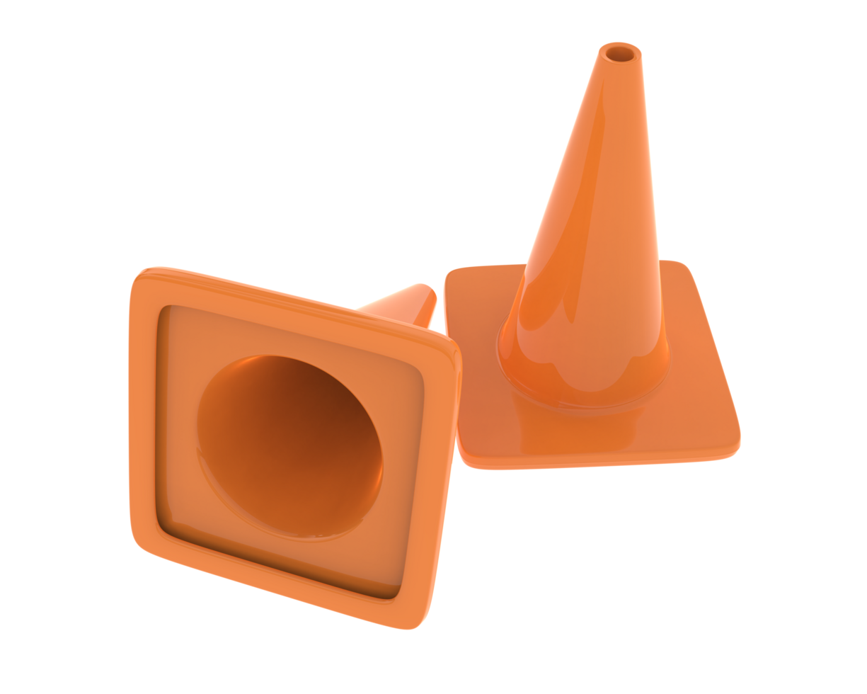 Traffic cone isolated on background. 3d rendering - illustration png