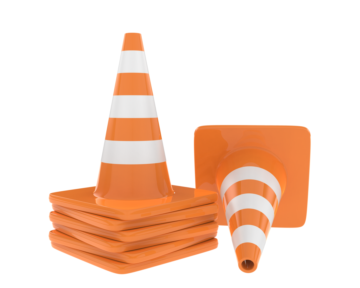 Traffic cone isolated on background. 3d rendering - illustration png