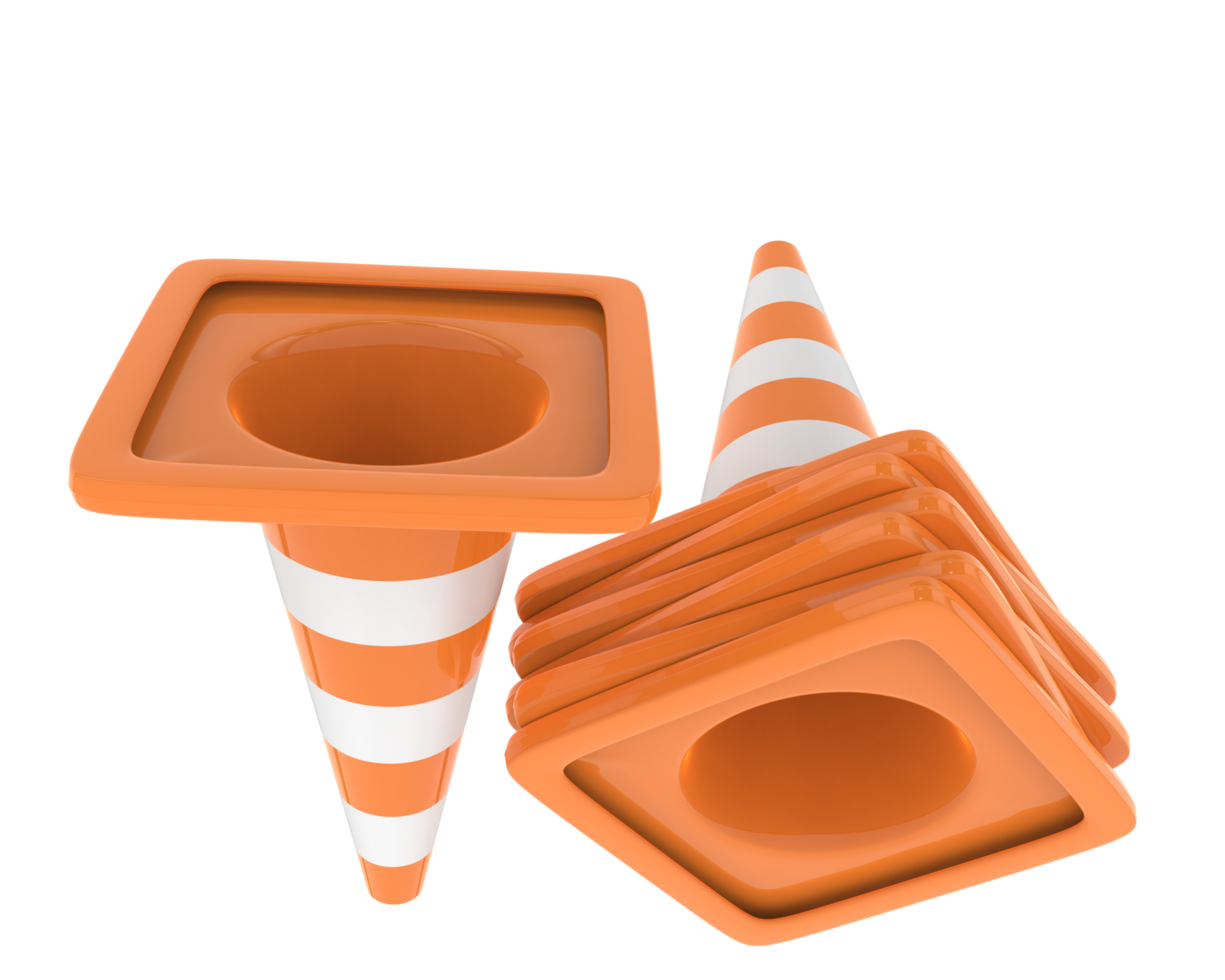 Traffic cone isolated on background. 3d rendering - illustration png