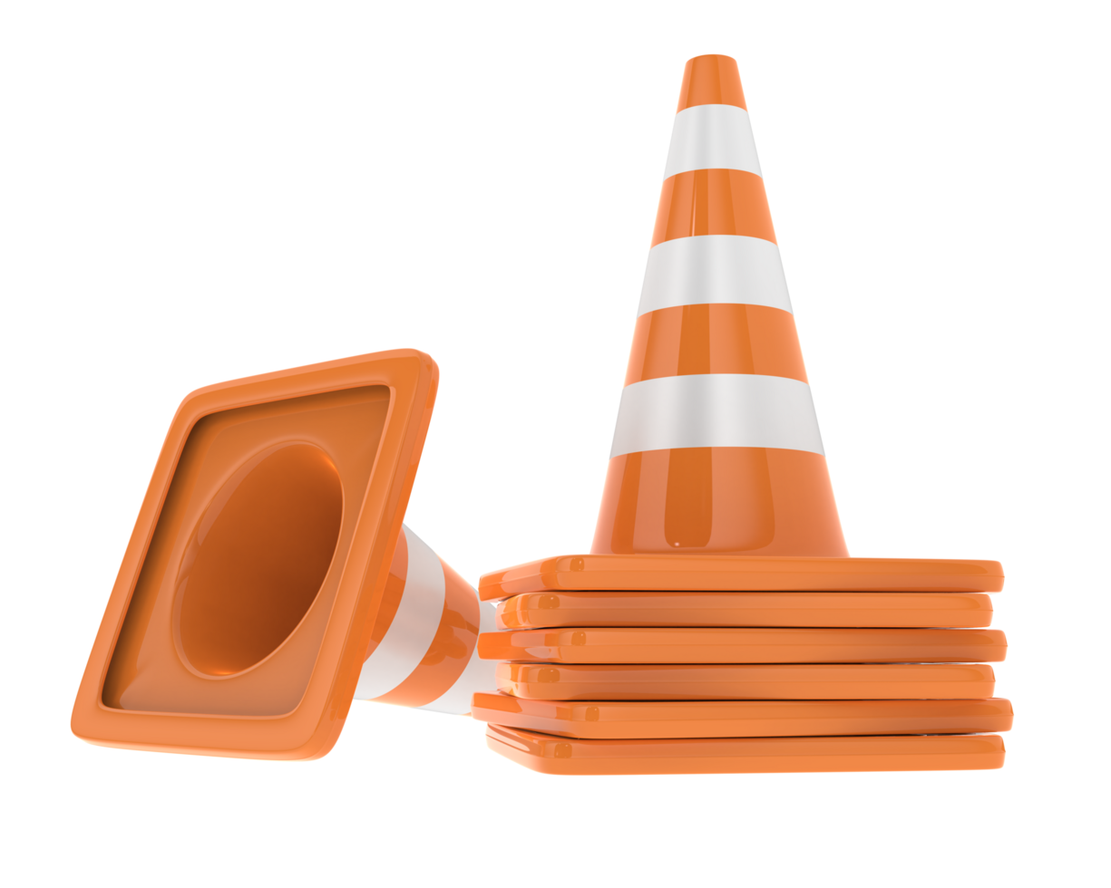 Traffic cone isolated on background. 3d rendering - illustration png