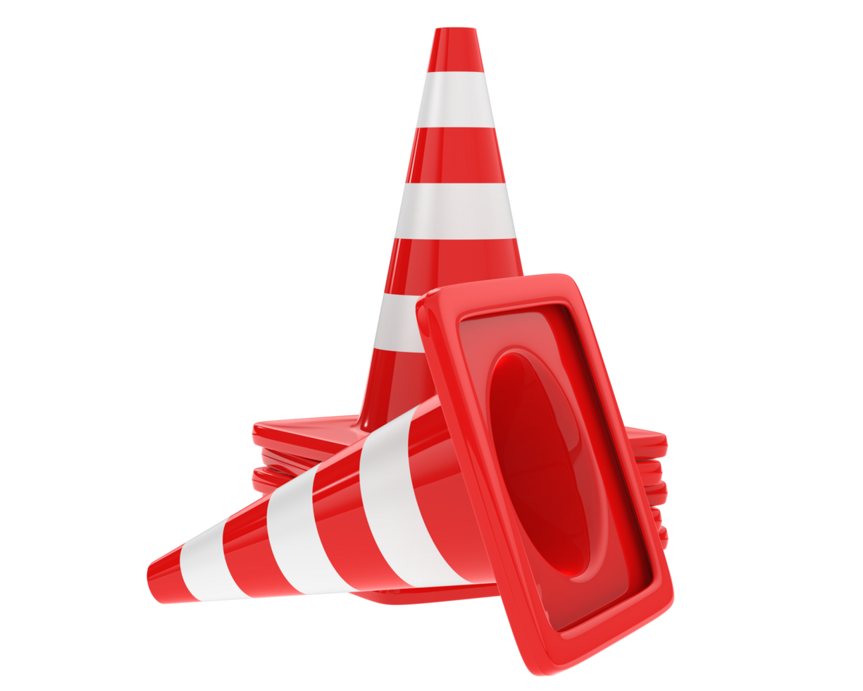 Traffic cone isolated on background. 3d rendering - illustration png
