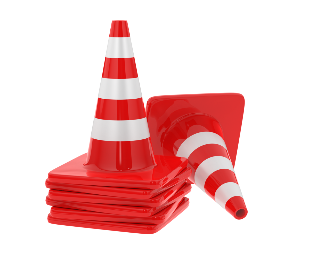 Traffic cone isolated on background. 3d rendering - illustration png