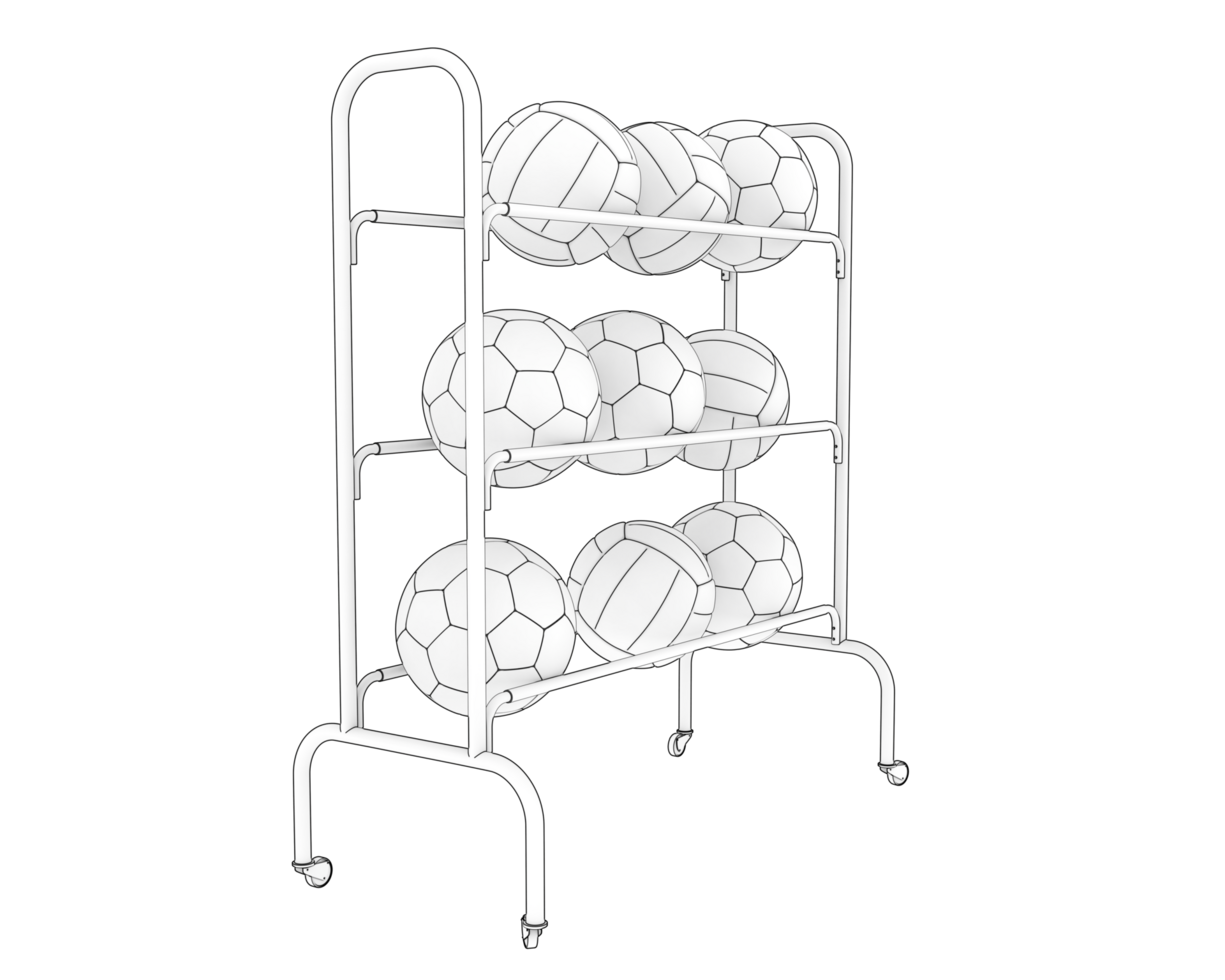 Balls trolley isolated on background. 3d rendering - illustration png