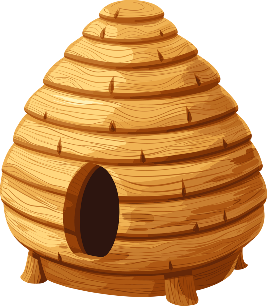 Wooden bee hive clipart design illustration png