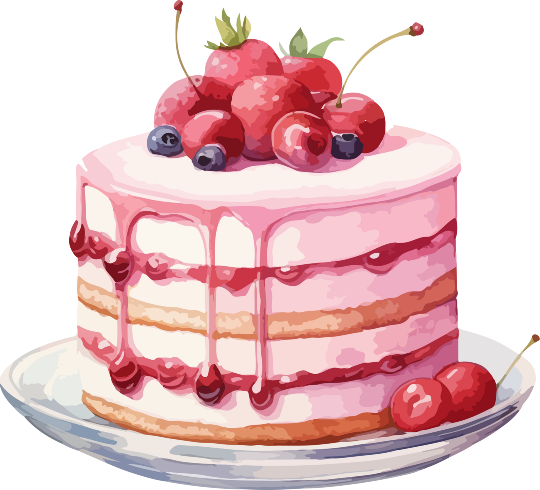 Watercolor cake clipart design illustration png