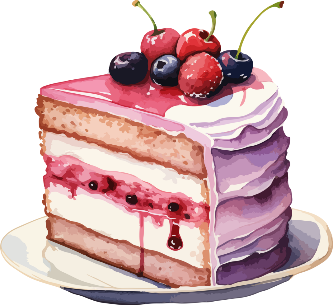 Watercolor cake clipart design illustration png