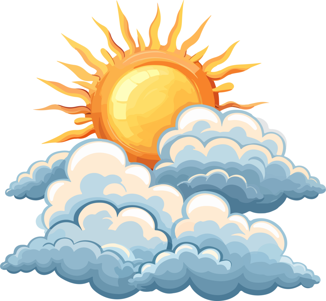 Cloud and sun clipart design illustration png