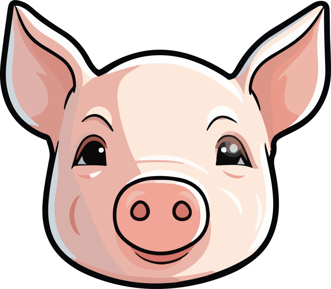 Cute pig head clipart design illustration png