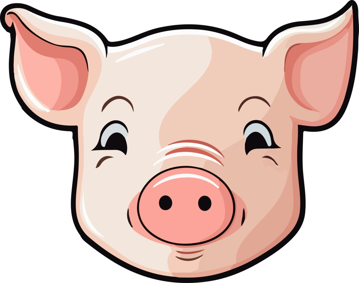 Cute pig head clipart design illustration png