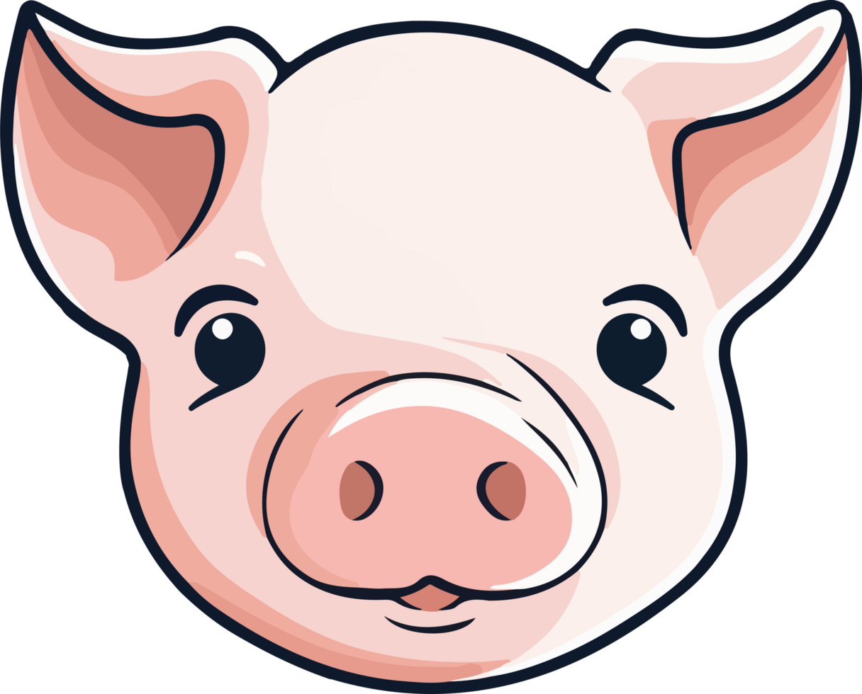 Cute pig head clipart design illustration png