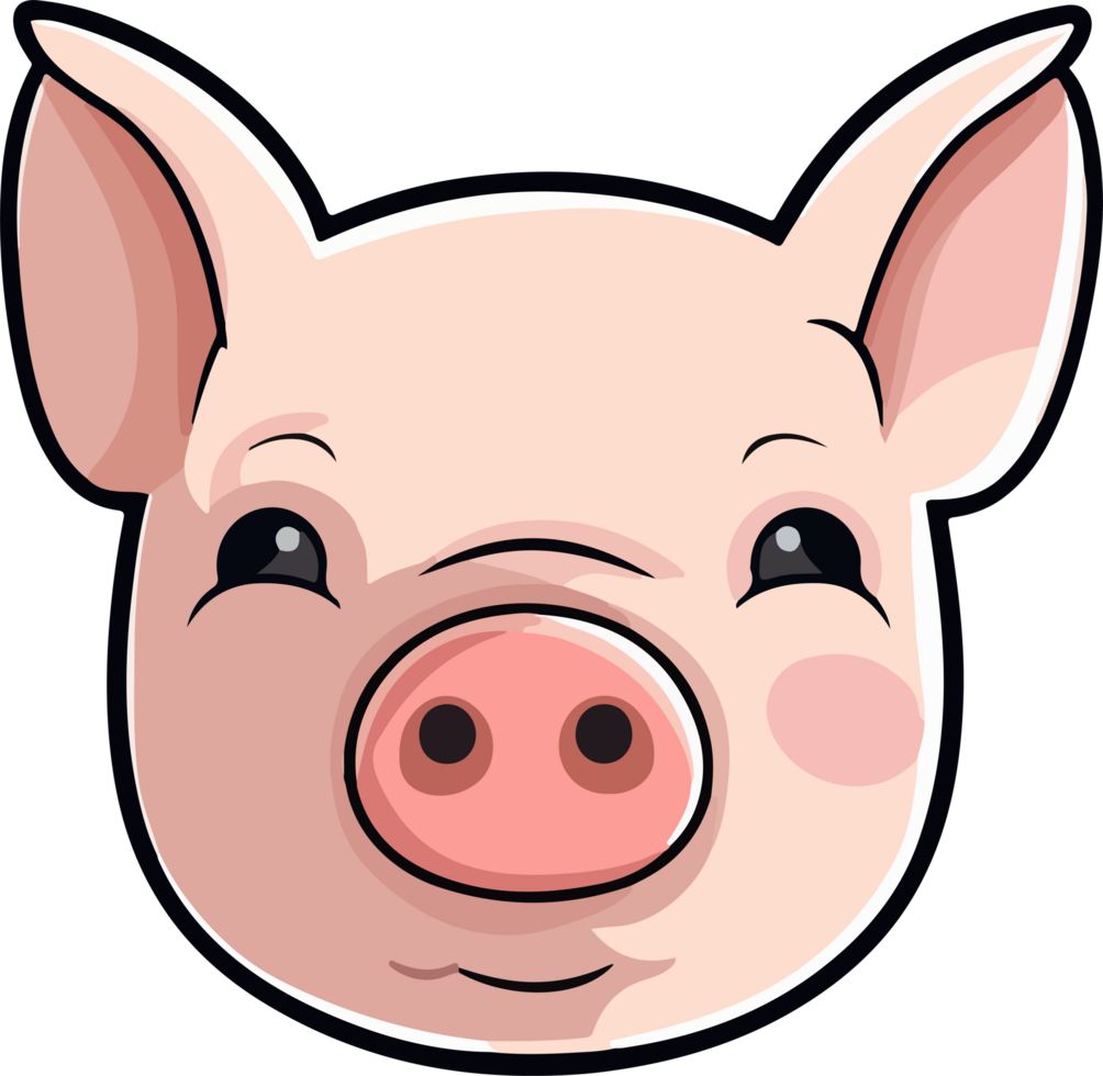Cute pig head clipart design illustration png