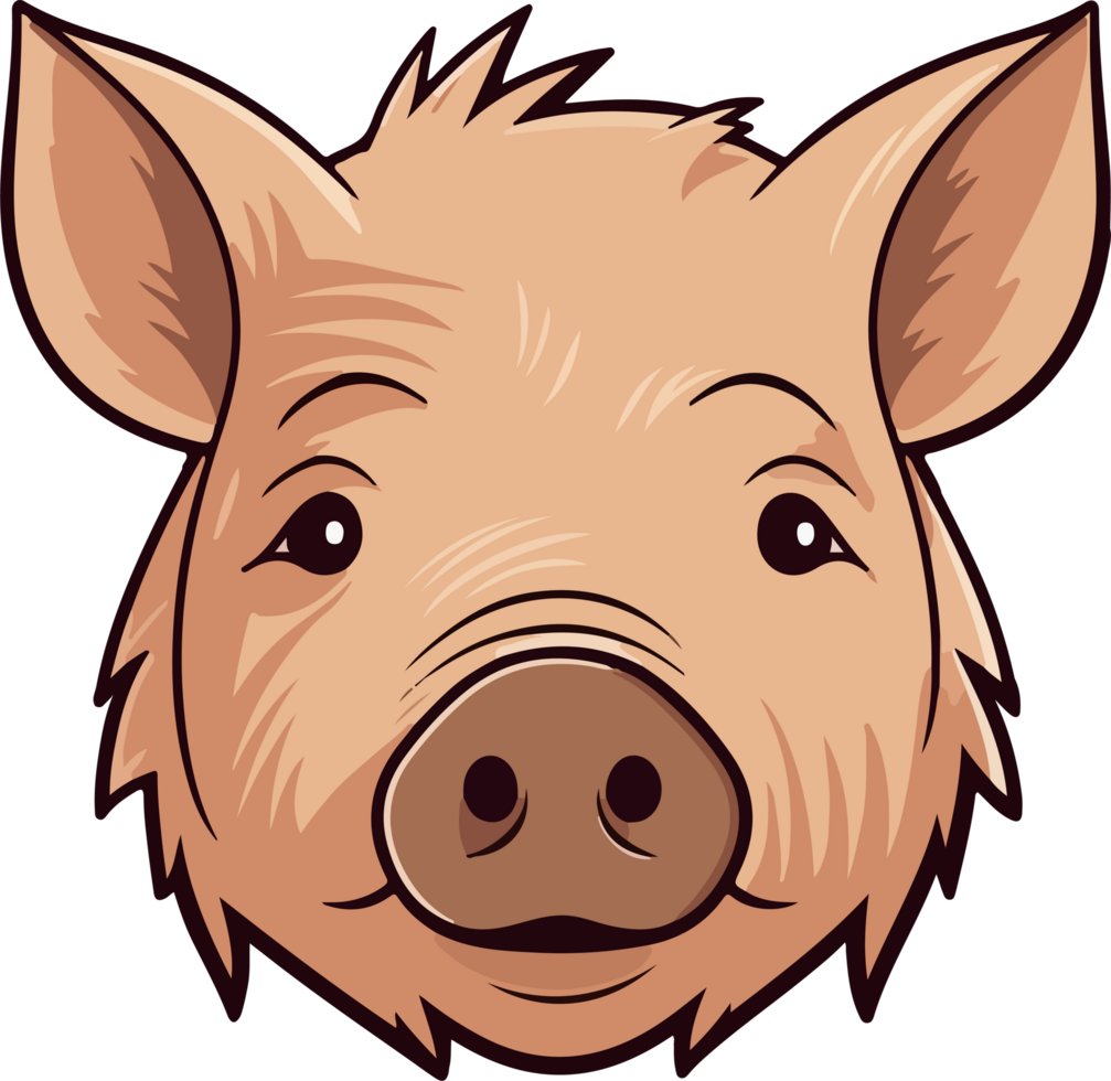 Cute pig head clipart design illustration png