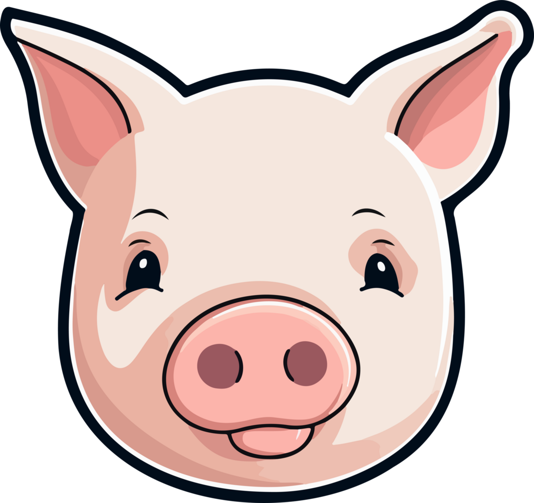 Cute pig head clipart design illustration png