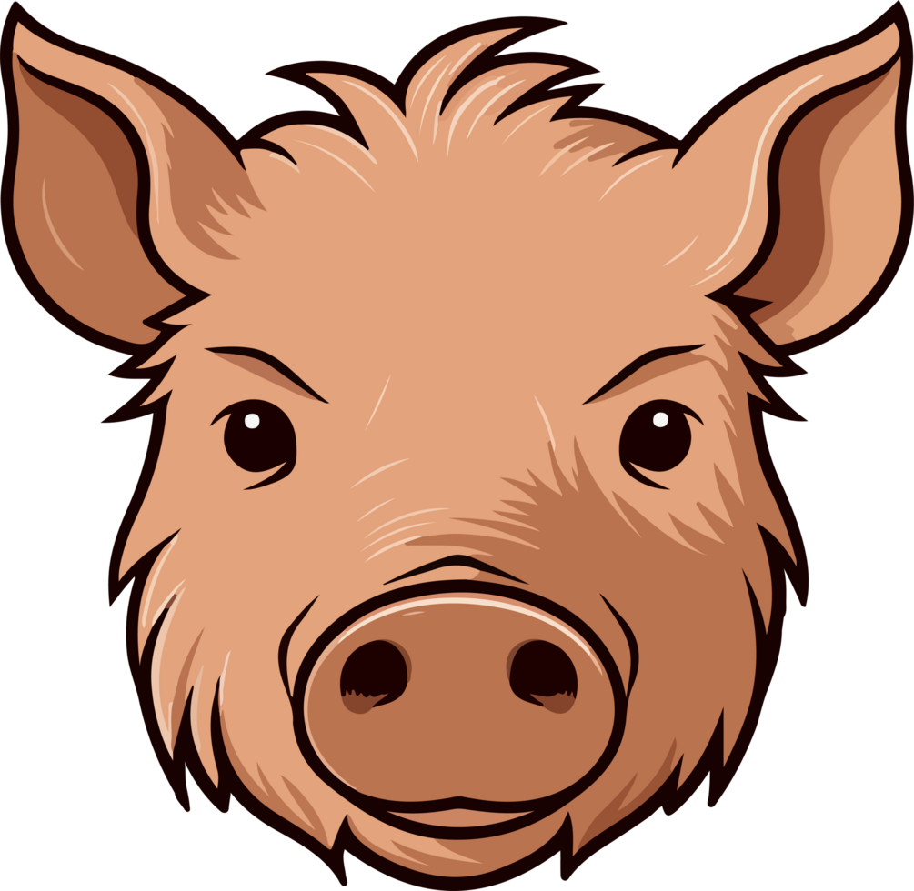 Cute pig head clipart design illustration png