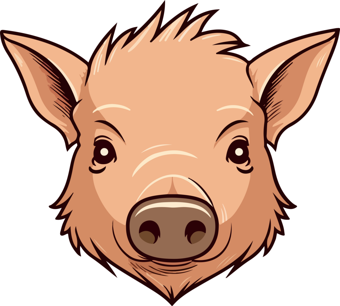 Cute pig head clipart design illustration png