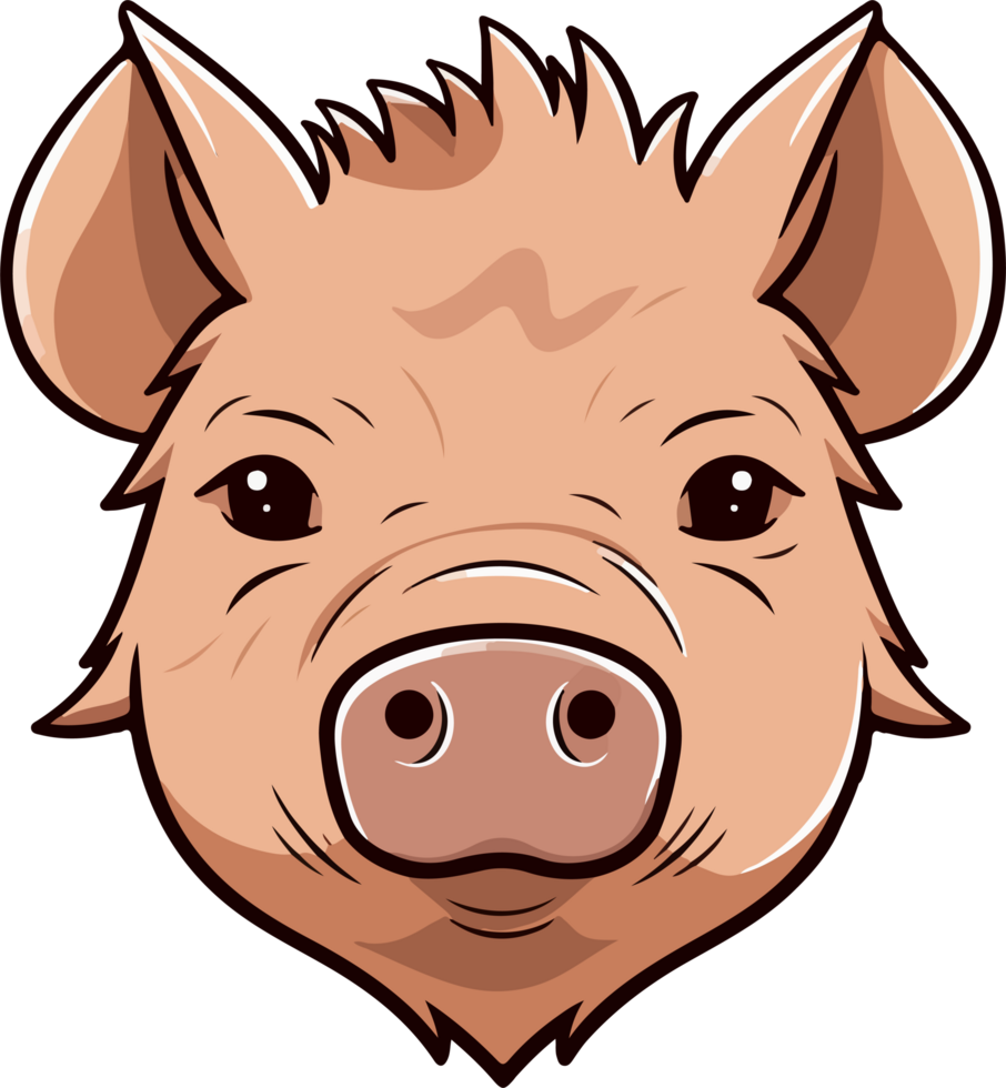 Cute pig head clipart design illustration png